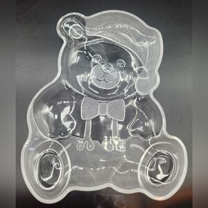Mikasa Christmas Bear Shaped Frosted Crystal Platter 11 1/2" x 9 1/2"